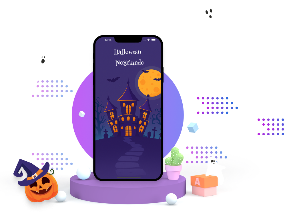Halloween Nesselande app preview showing the interactive map